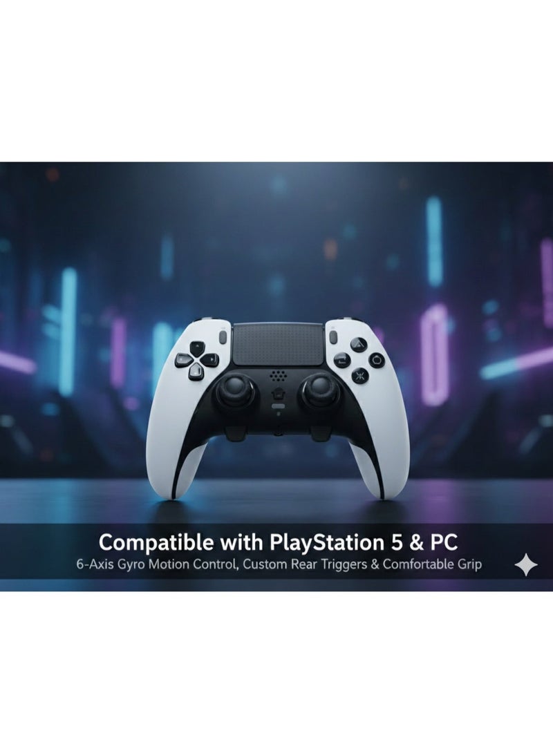 epicarma وحدة تحكم لاسلكية لجهاز PS5 و PC - لوحة ألعاب بلوتوث بتصميم DualSense Edge مع جيروسكوب 6 محاور، زناد خلفي مخصص، عمر بطارية طويل، وحدة تحكم ألعاب متوافقة مع PS5 - Image 5